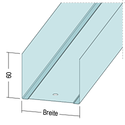U-Wandprofil für gleitenden Deckenanschluss (UW 60 x 50 x 60)